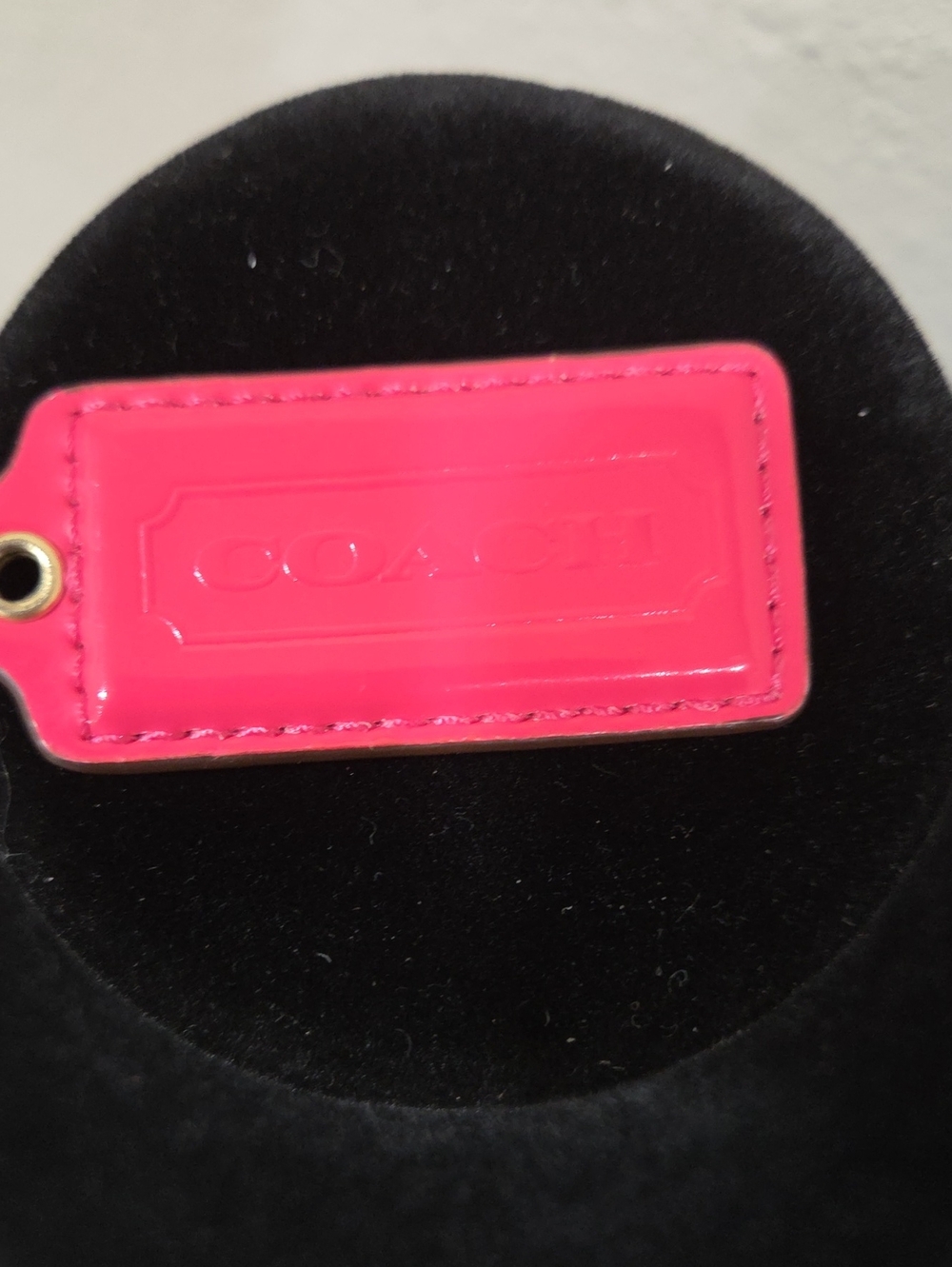 Coach Hot Pink Leather Hang Tag with Embossed Logo